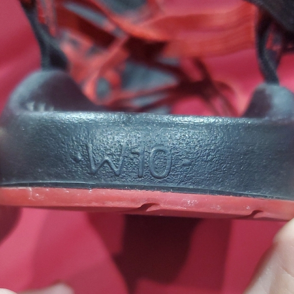 Chaco Red and Black Sport Sandals with Adjustable Straps - Picture 3 of 6
